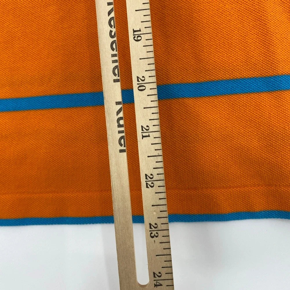 Ralph Lauren Sport Polo‎ Shirt Kids Large Orange Striped Pique Preppy Summer